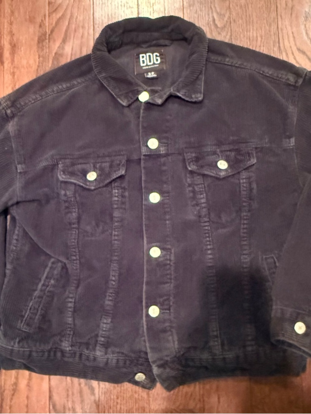 Black Corduroy Trucker Jacket over shirt small